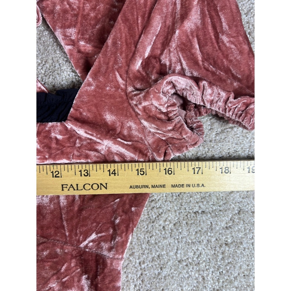 Kimchi Blue Pink Crushed Velvet Lace Trim Open Tie Back Mini Dress Coquete M - Picture 8 of 10